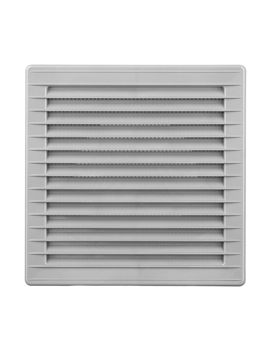 Grille d'aération carrée encastrée réglable ø 80-150 avec moustiquaire 170x170x11,5mm abs gris