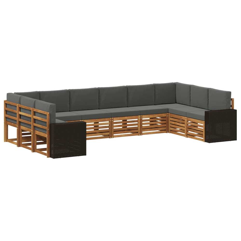 Ensemble de canapés d'extérieur 10 pcs naturel et anthracite