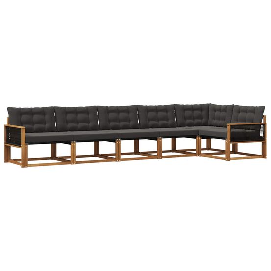 Ensemble de canapés d'extérieur 6 pc naturel et noir