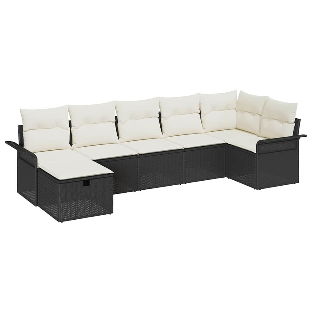 Ensemble de canapé de jardin avec coussin 7 pcs noir poly rotin