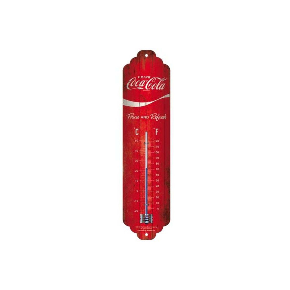 Thermomètre en métal pub 28 x 6. 5 cm coca cola logo rouge