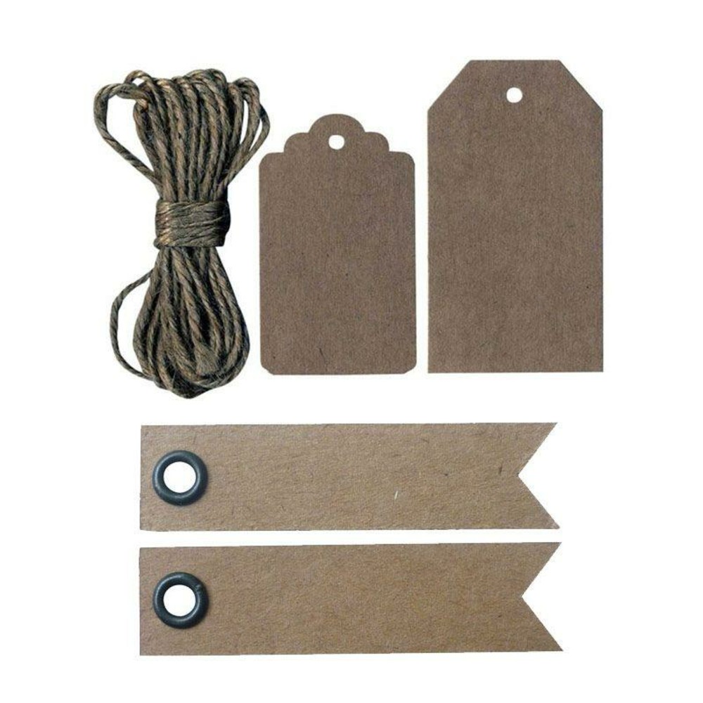 Etiquettes kraft et ficelle + 20 étiquettes kraft fanion