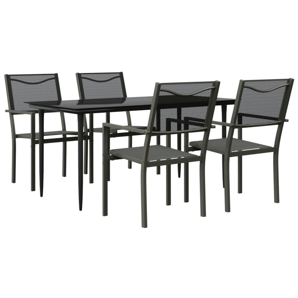 Ensemble à manger de jardin 5 pcs noir textilène et acier
