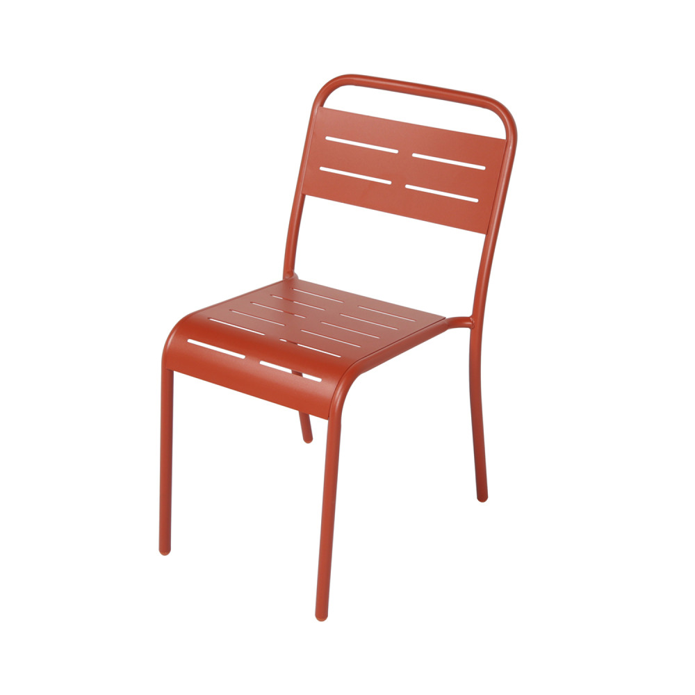 Lot de 4 chaises salon de jardin repas terracotta bergame