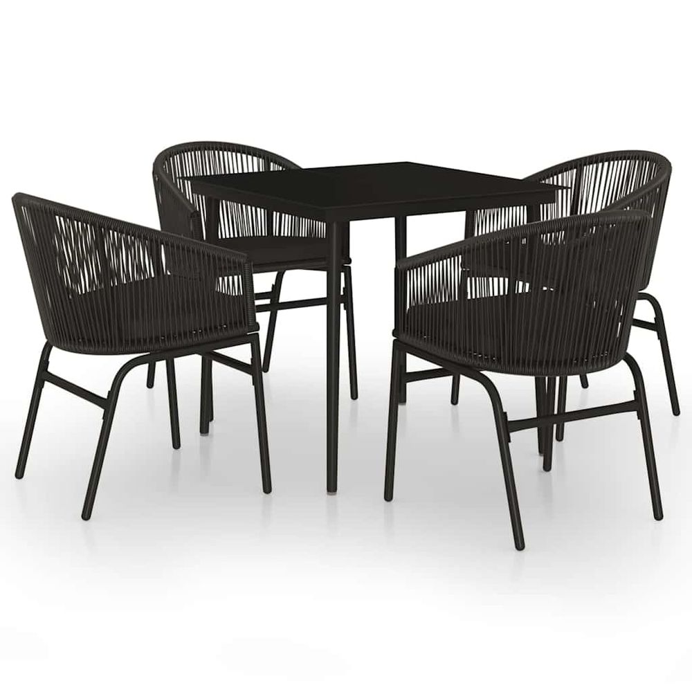 Ensemble à manger de jardin 5 pcs noir