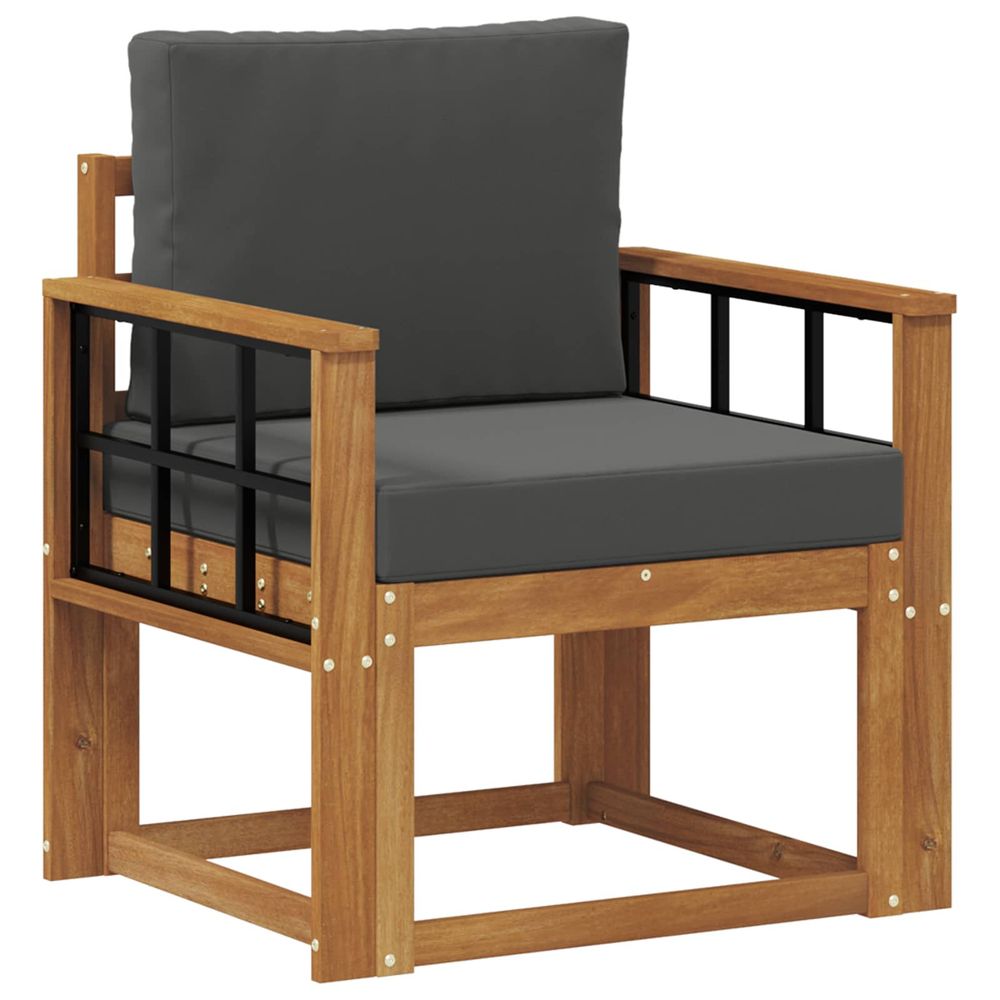 Canapé d’extérieur bois d'acacia massif naturel et anthracite