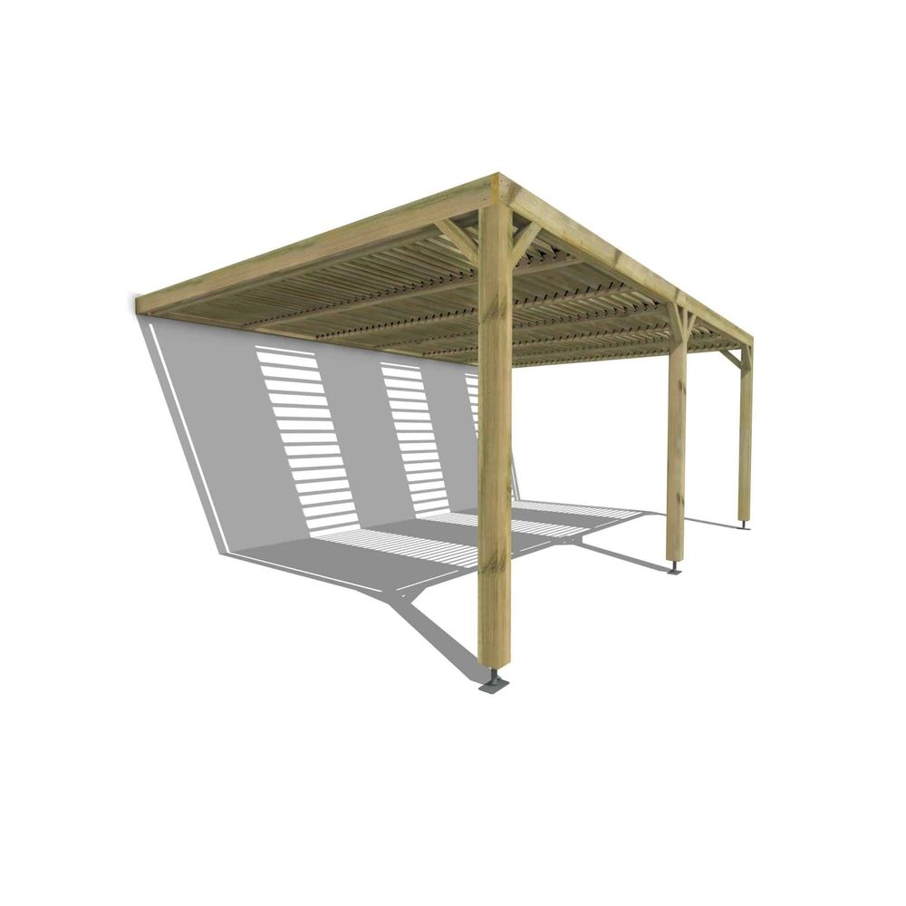 Pergola bois • 6m x 4m • adossée • sens profondeur • lames orientables bioclimatiques incluses • livraison comprise