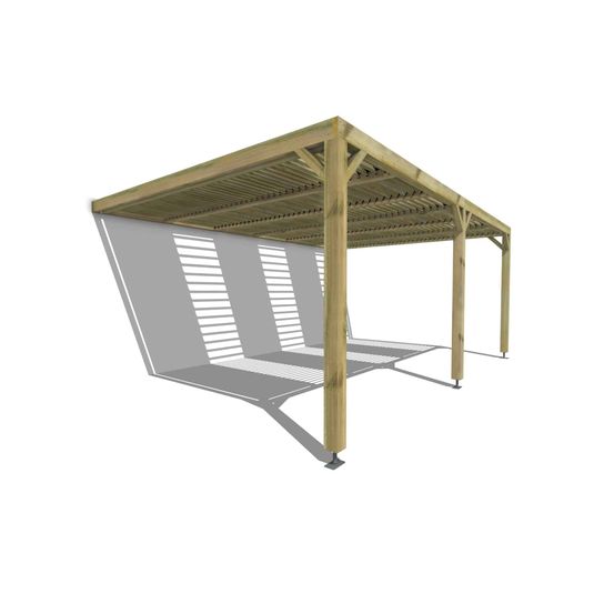 Pergola bois • 6m x 4m • adossée • sens profondeur • lames orientables bioclimatiques incluses • livraison comprise