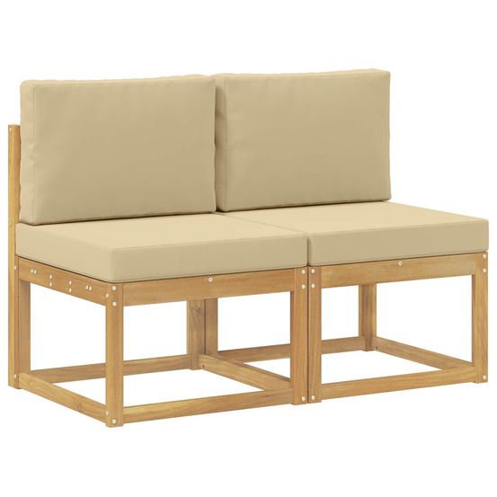 2 pièce sofa de milieu extérieur bois d'acacia massif blanc