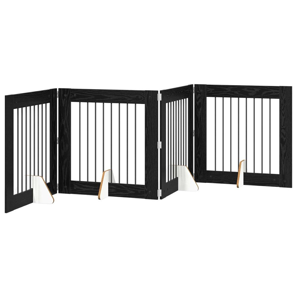 Porte de chien pliable avec supports 4 pcs chêne noir 321 cm