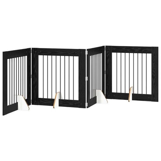 Porte de chien pliable avec supports 4 pcs chêne noir 321 cm