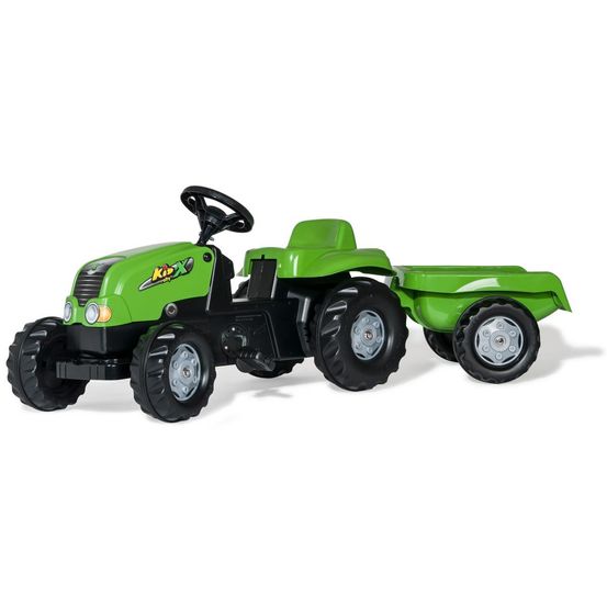 Tracteur a pedales + remorque rollykid-x vert