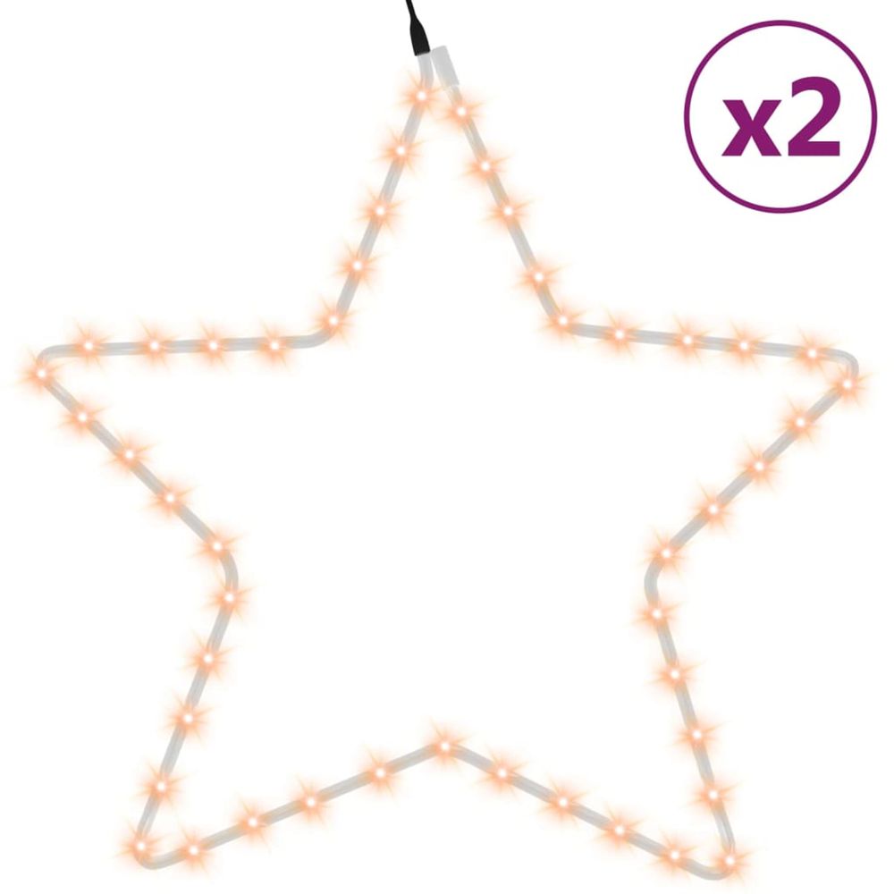 Figures d'étoiles de noël avec 48 led 2 pcs blanc chaud 56 cm