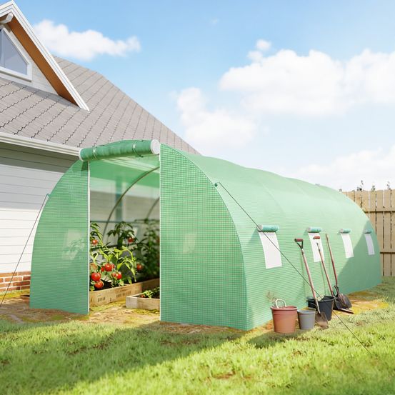 Serre tunnel de jardin acier galvanisé et pe 6 x 3 x 2 m verte pour potager anti-uv - comfortxl outdoor living