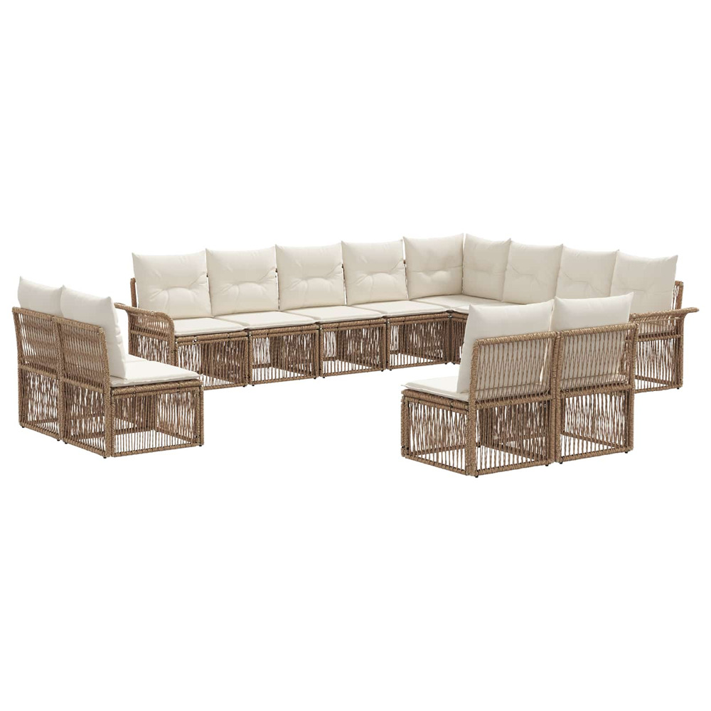 Ensemble de canapé de jardin 12 pcs beige polyrotin