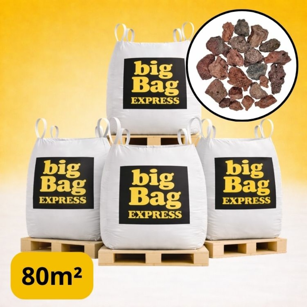 Pack 4 x big bag de 1m3 (+/- 80m²) gravier pouzzolane rouge / noir 15/25 mm - livraison standard