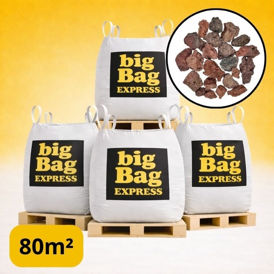 Pack 4 x big bag de 1m3 (+/- 80m²) gravier pouzzolane rouge / noir 15/25 mm - livraison standard