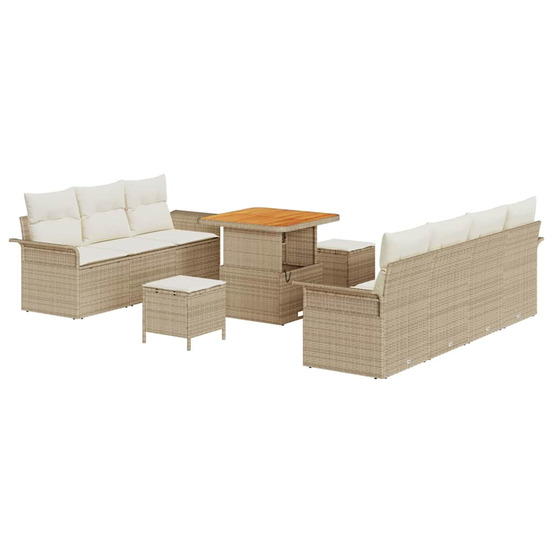 Ensemble de canapé de jardin avec coussin 10 pcs beige et crème
