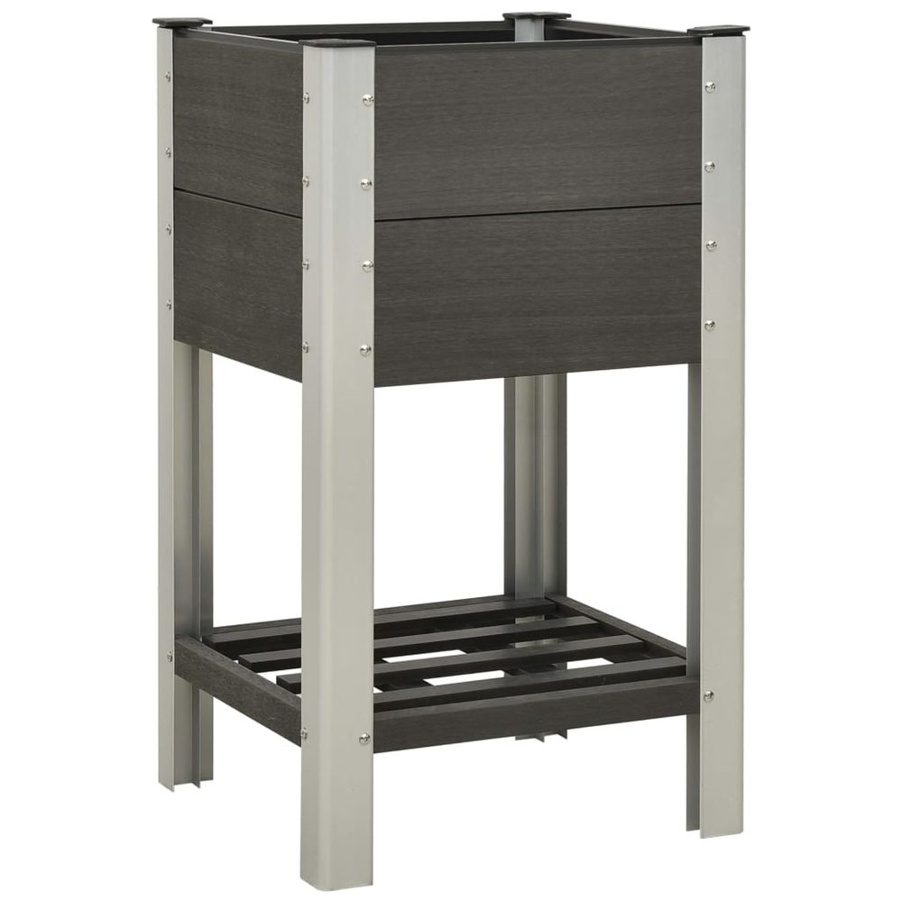 Lit surélevé de jardin avec étagère 50x50x90 cm wpc gris