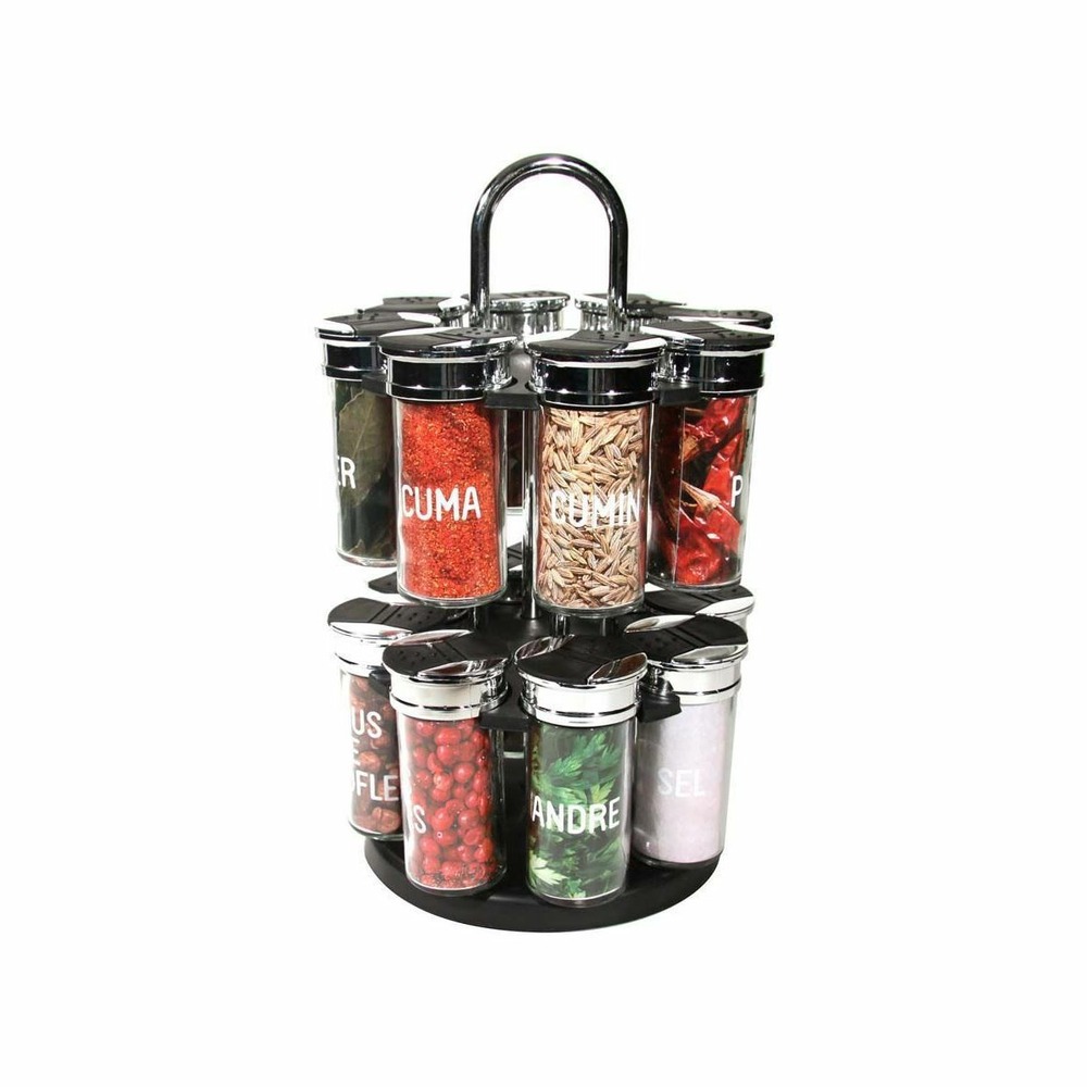 Carrousel à épices pots en verre 16 pots
