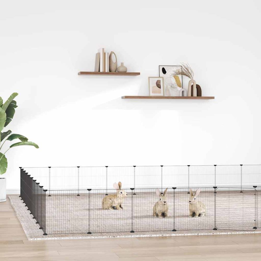 Enclos 36 panneaux acier pour petits rongeurs hamster cochon d'inde noir