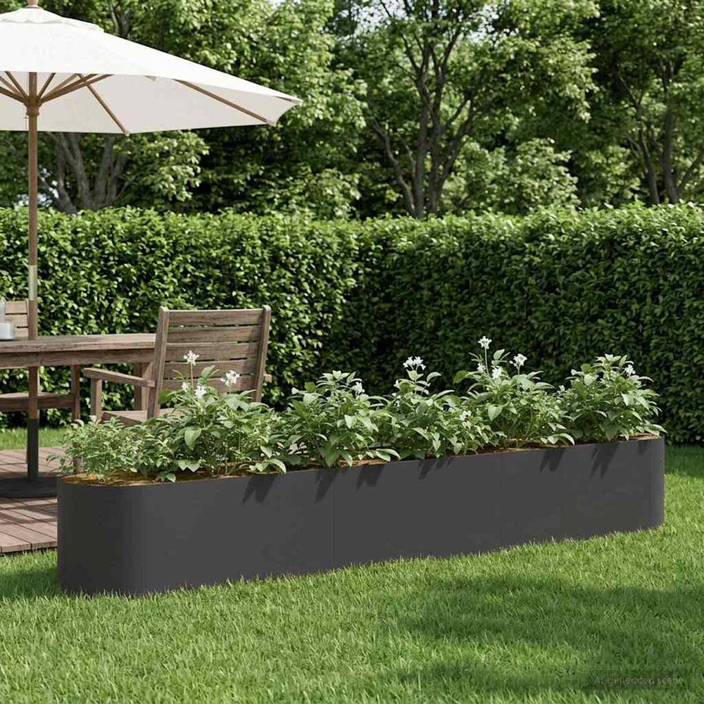 Carré potager acier extérieur légumes herbes base ouverte 280x40x40cm noir