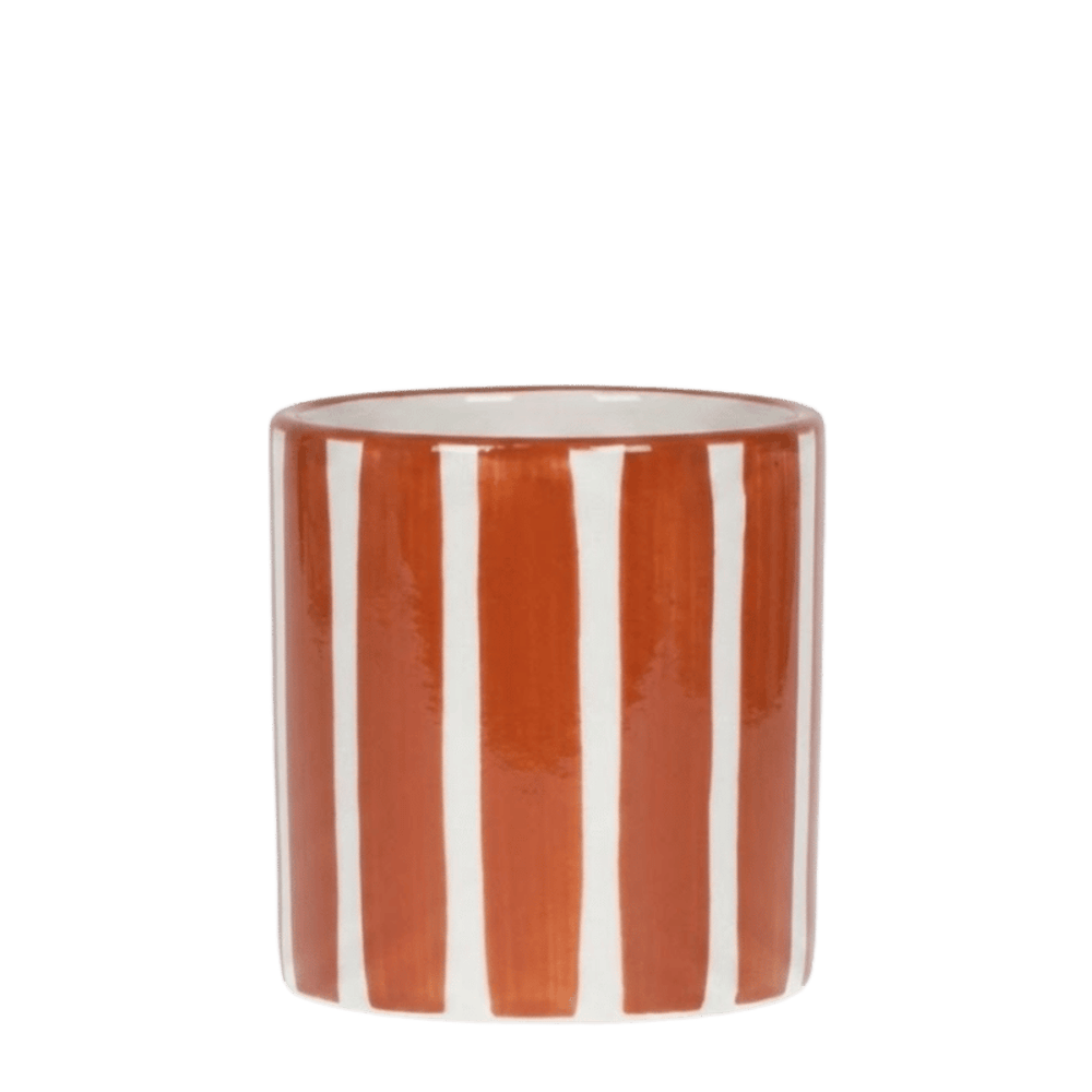 Cache-pot painted stripe orange - ø9 cm x h10,5 cm