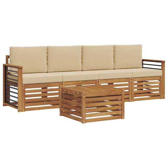 Ensemble de canapés d'extérieur 5 pc naturel et beige