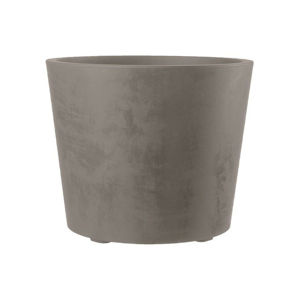 Pot de fleurs rond - deroma - millennium - 79 l - ø 50 cm - a réserve d'eau et roulettes - marron