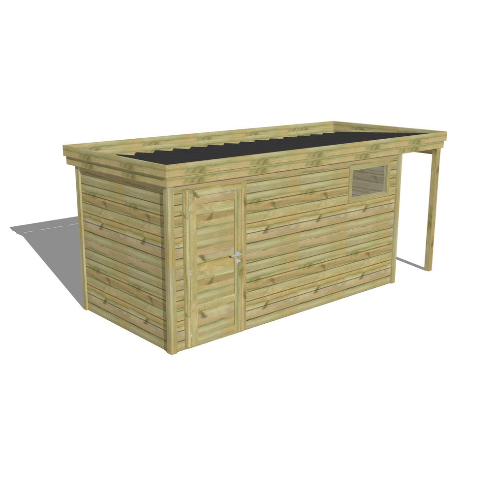 Abri de jardin bois pin traité autoclave 27mm - 5,34x2,14m / 11m2 - bac acier - abri français