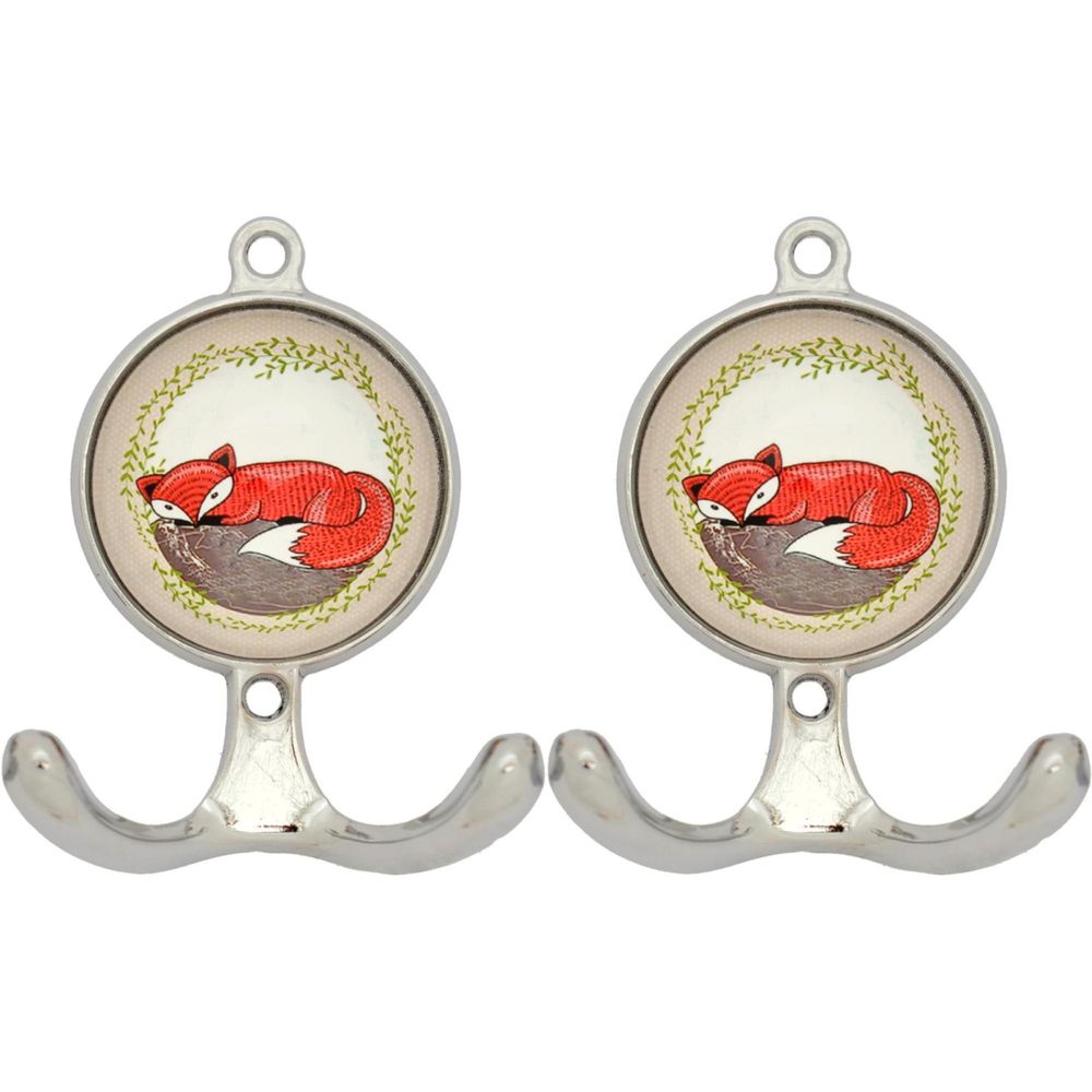 Patère en métal et céramique fox (lot de 2)