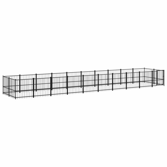 Chenil cage enclos pac animaux d'extérieur pour chiens acier 18,77 m² noir