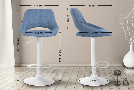 Tabouret de bar milet tissu blanc