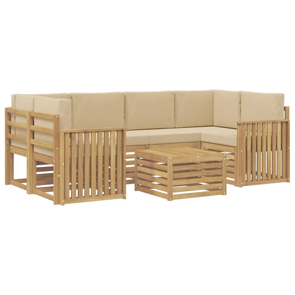 Ensemble de canapés d'extérieur 7 pc blanc et beige polyester