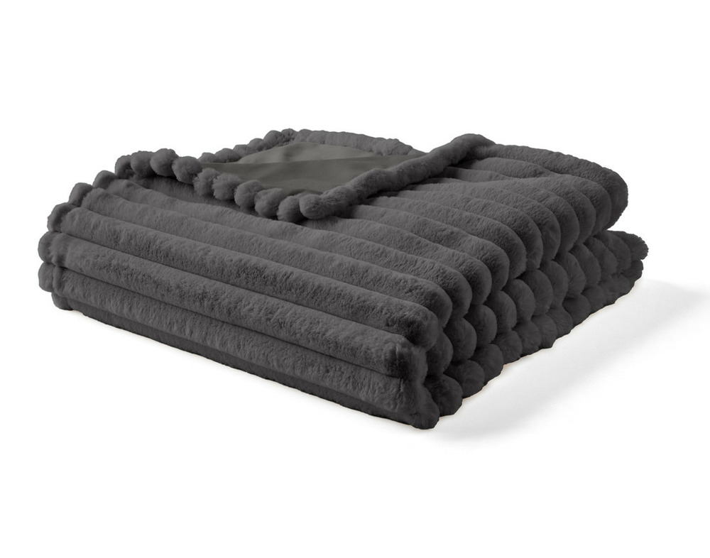 Arezzo - plaid - 200x140 cm - en fausse fourrure côtelé et velours