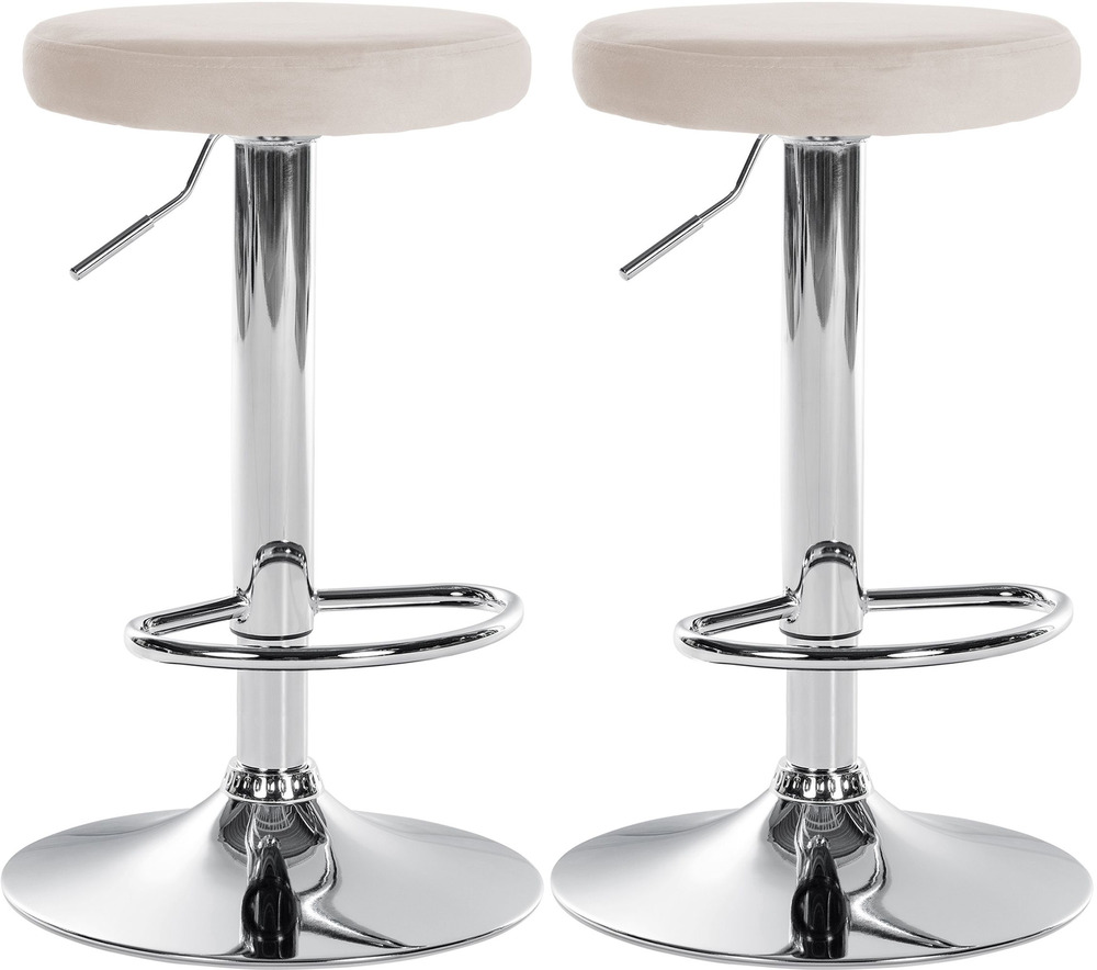 Lot de 2 tabourets de bar ponte velours chrome