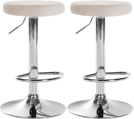 Lot de 2 tabourets de bar ponte velours chrome