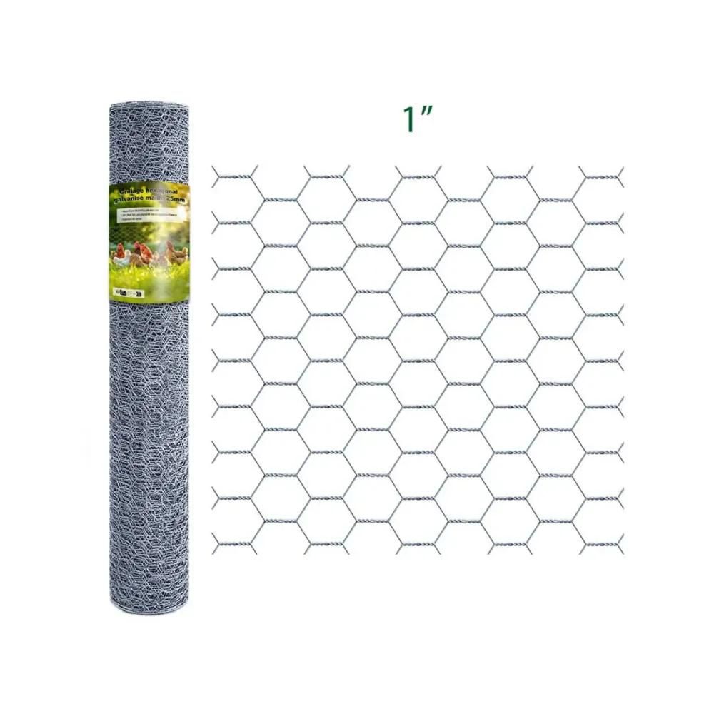 Grillage hexagonal galvanisé maille 25 mm - hauteur 0,50 m - rouleau de 25 m
