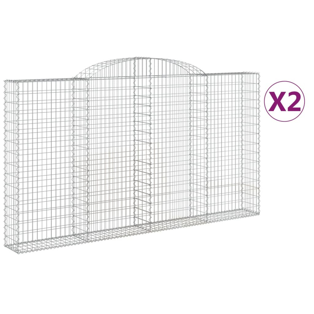 Paniers à gabions arqués 2 pcs 300x30x160/180 cm fer galvanisé