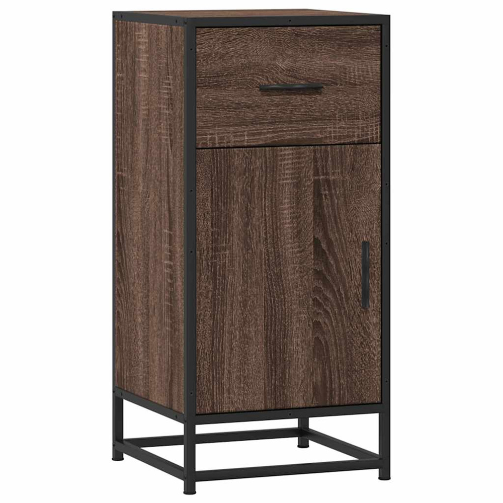 Buffet chêne marron 35,5x35x76 cm bois d'ingénierie et métal