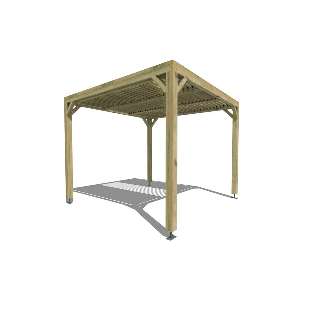 Pergola bois • 3m x 3m • indépendante • sens profondeur • lames orientables bioclimatiques incluses • livraison comprise