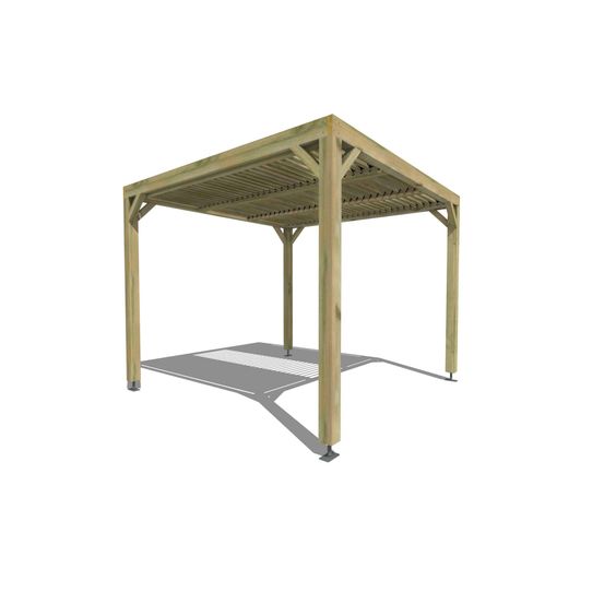 Pergola bois • 3m x 3m • indépendante • sens profondeur • lames orientables bioclimatiques incluses • livraison comprise