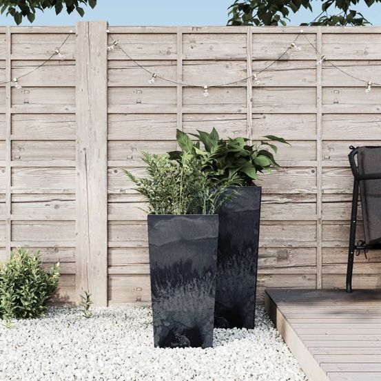 Pot de fleur carré aspect béton avec bac amovible pour intérieur et extérieur anthracite