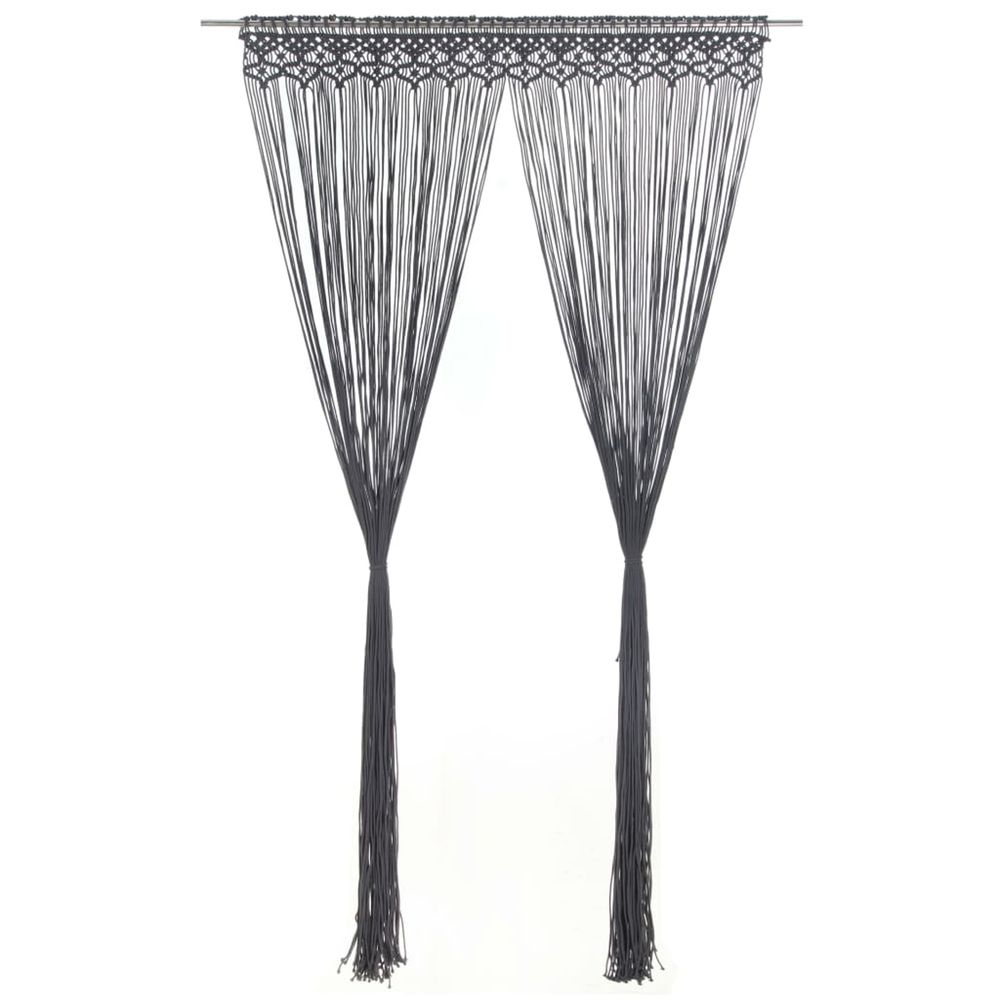 Rideau en macramé anthracite 140x240 cm coton