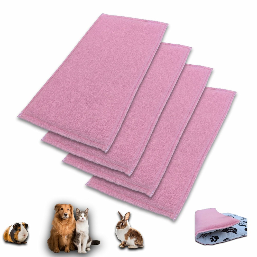 Lot de 4 - tapis pour cochon d'inde et lapin en polaire 140 x 70 cm - polaire absorbant, lavable en machine, economique