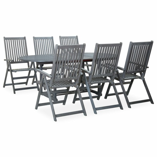 Mobilier à dîner d'extérieur 7 pièces en bois d'acacia solide gris