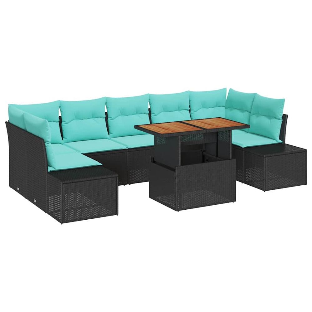 Ensemble de canapé de jardin 8 pc noir poly rotin