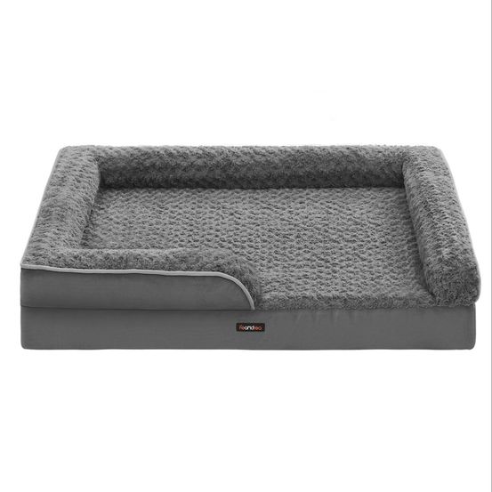 Panier pour chien lit pour animal orthopédique mousse alvéolée bords surélevés rembourrés housse amovible en tissu peluche au