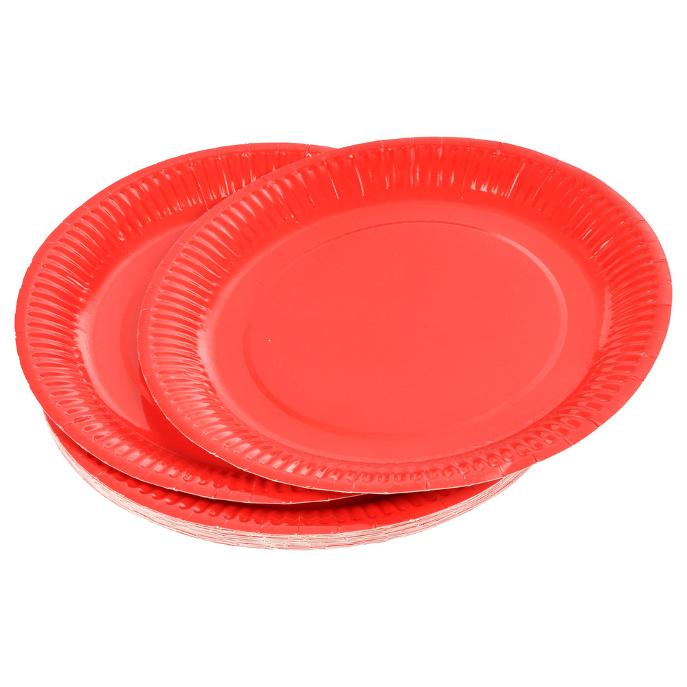 Set de 20 assiettes carton 23 cm unies rouge