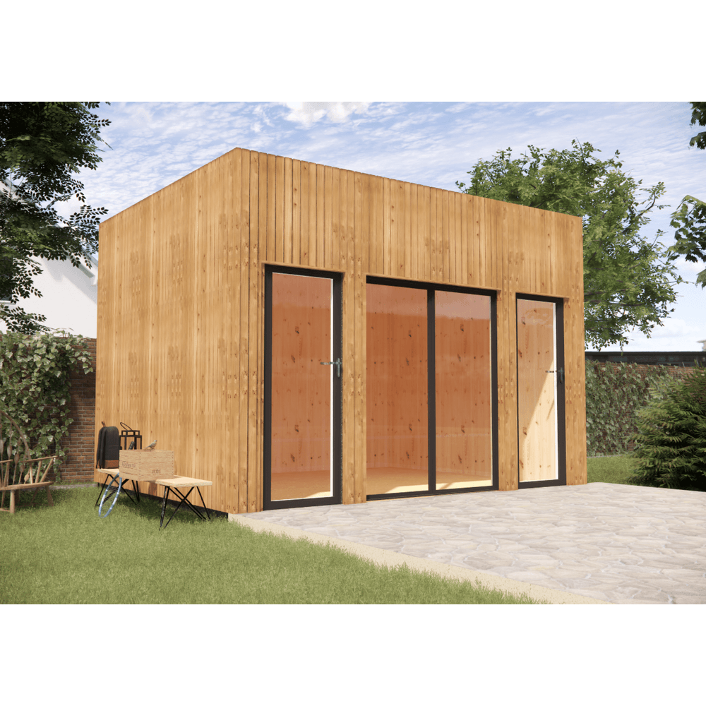 Bureau de jardin 4 saisons en bois 4,4 x 3,5 x 3,2 m / isolation re2020